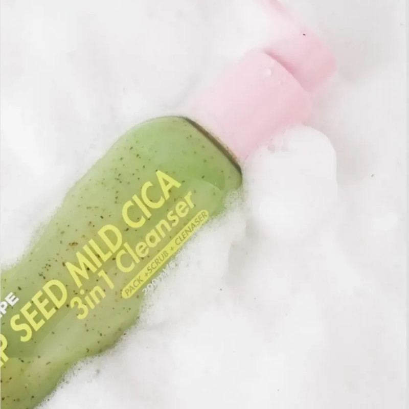 Пінка для вмивання 3-в-1 з екстрактом насіння конопель LALARECIPE Hemp Seed Mild Cica 3in1 Cleanser 200 мл
