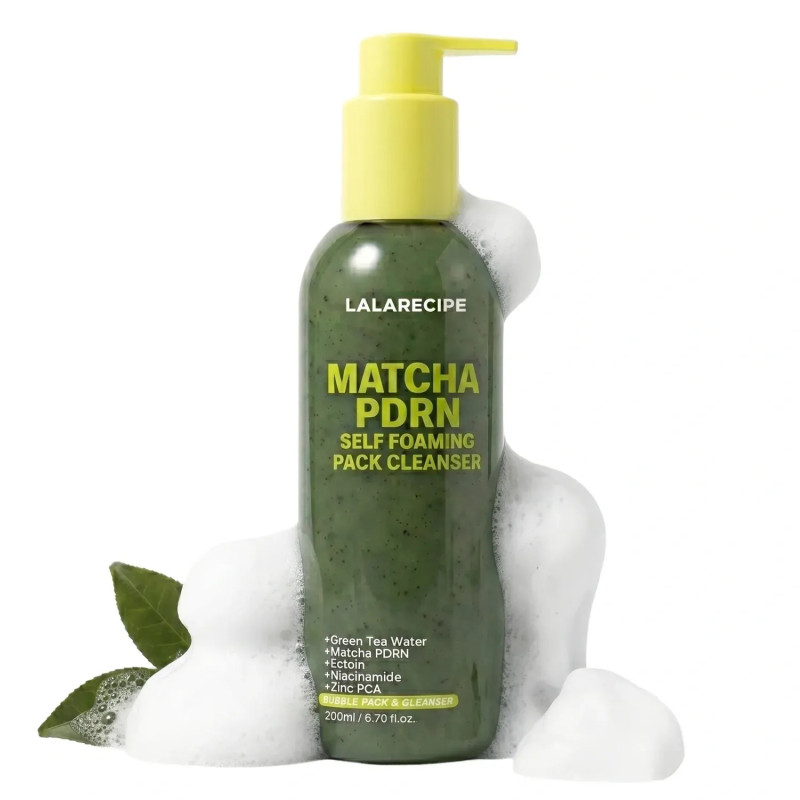 Пінка для вмивання з Matcha PDRN комплексом LALARECIPE Matcha PDRN Self-Foaming Pack Cleanser, 200 мл