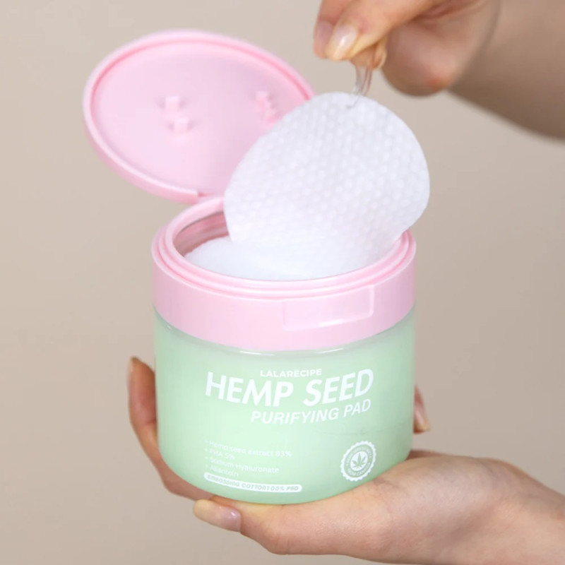 Педи для тонізації обличчя з екстрактом коноплі LALARECIPE Hemp Seed Purifying Pad 70 шт