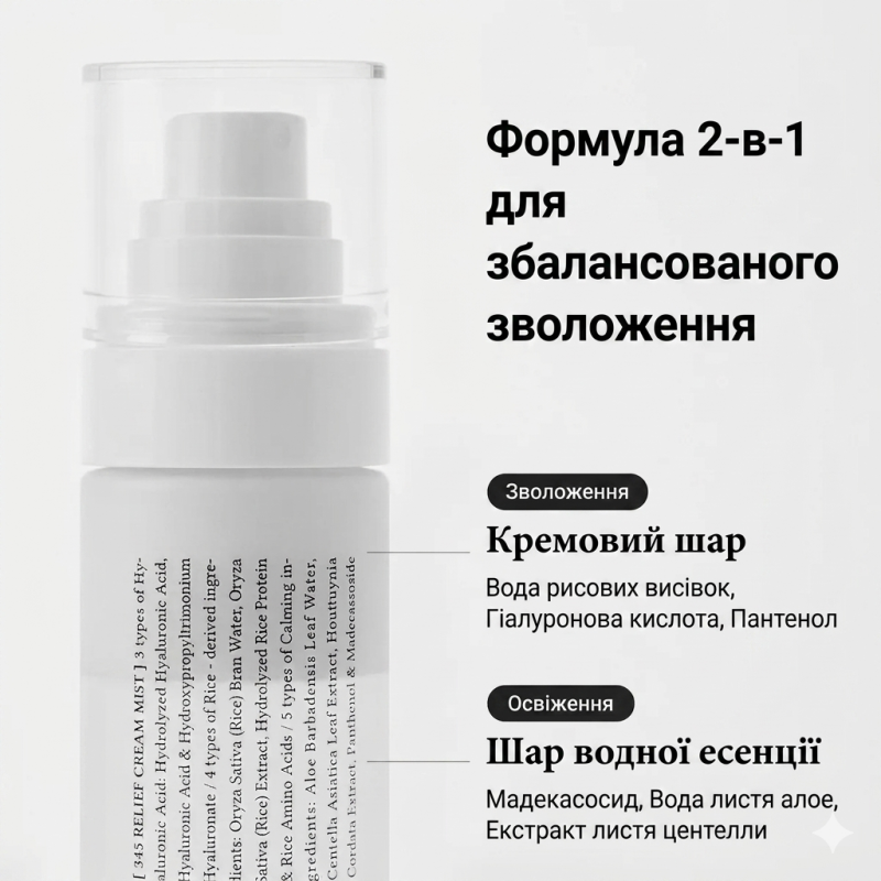 Зволожуючий кремовий міст для обличчя Dr. Althea 345 Relief Cream Mist, 60ml