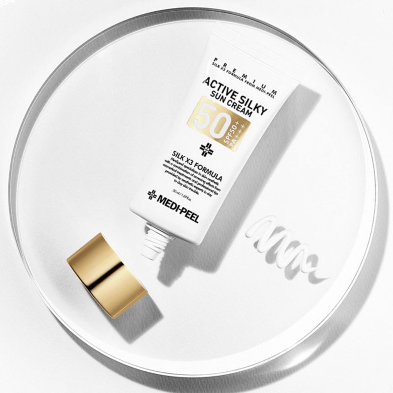 Сонцезахисний крем з комплексом пептидів і шовку Medi-Peel Active Silky Sun Cream SPF50+PA+++++