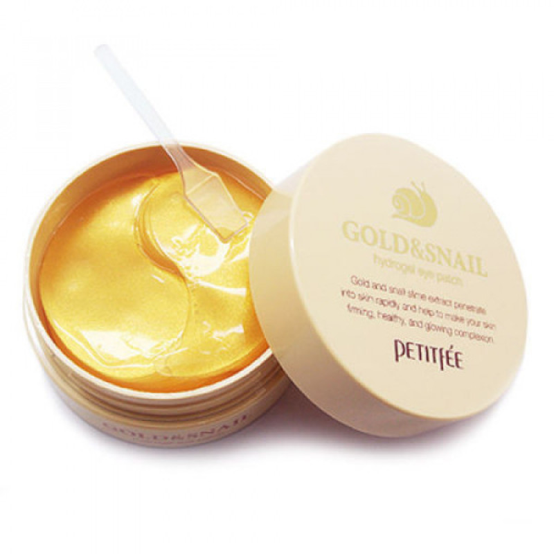 Патчі для очей з золотом та равликом PETITFEE Gold & Snail Hydrogel Eye Patch 60шт